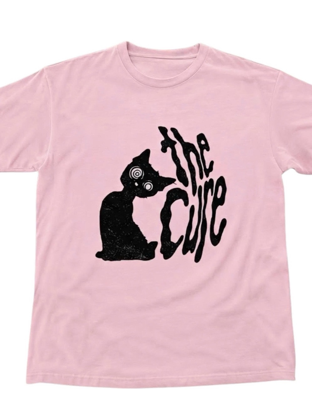 Pink Cure Cat Graphic T-Shirt for Cats Lovers